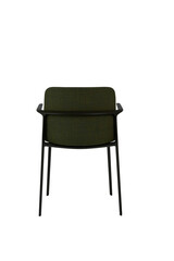 Studio shot of a minimalist office chair with green fabric and black frame. Cut out transparent background furniture collection. Please see some similar pictures from my portfolio.