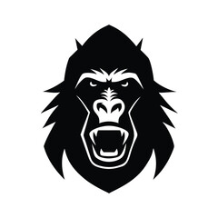 Gorilla Head Silhouette Powerful Expression