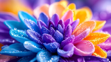 Vibrant Rainbow Flower Mandala Close Up