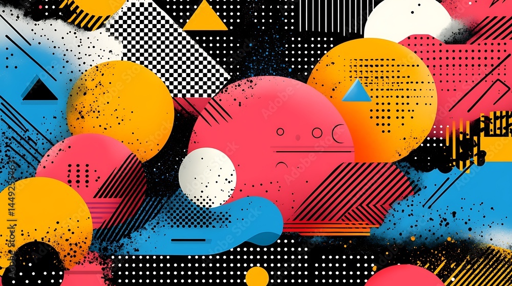 Poster abstract colorful geometric shapes and patterns