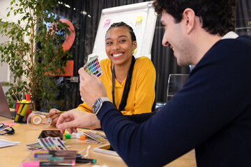 Creative office collaboration with design professionals