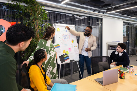 Creative Team Collaborating on Design Project in Modern Office