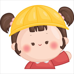 a vector of a cute girl with kindergarten hat