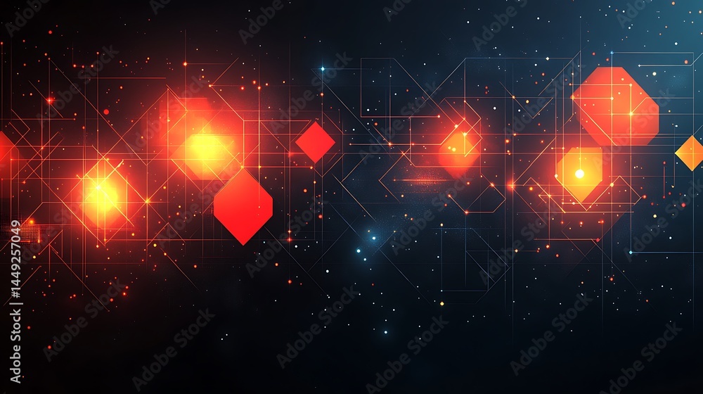 Poster abstract network with glowing data points