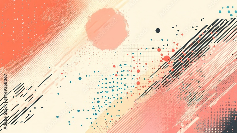 Poster abstract art design with color splashes and lines