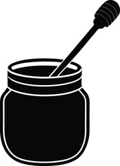 vector jar of honey with dipper on white 