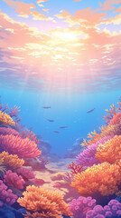 Stunning Underwater Coral Reef at Sunrise