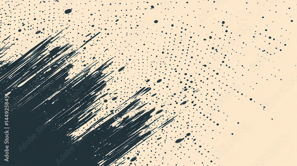 Poster abstract art with dynamic brushstrokes and scattered dots