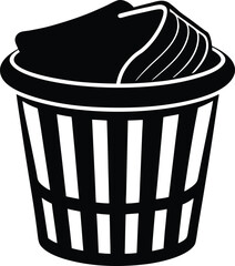 vector laundry basket with clothes on white 