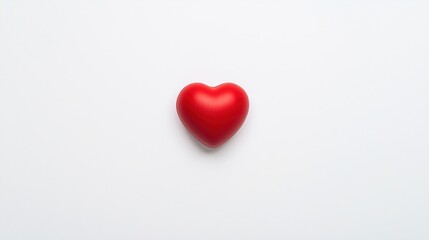 A small red heart-shaped object centered on a plain white background.