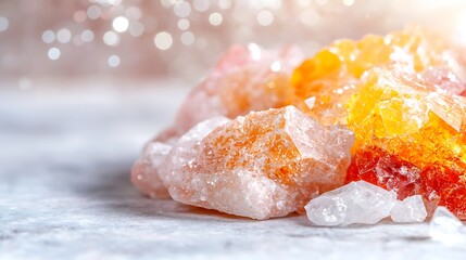 Vibrant Red And Yellow Crystals On Smooth Surface