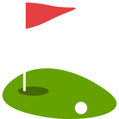 Golf Green Field with Flag