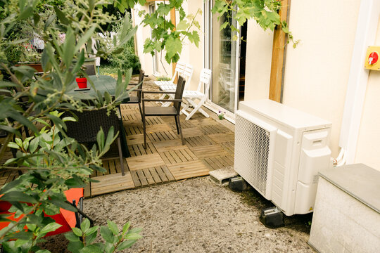 patio with mini split air conditioner  and heater / inverter  
