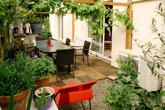 patio with mini split air conditioner  and heater / inverter  