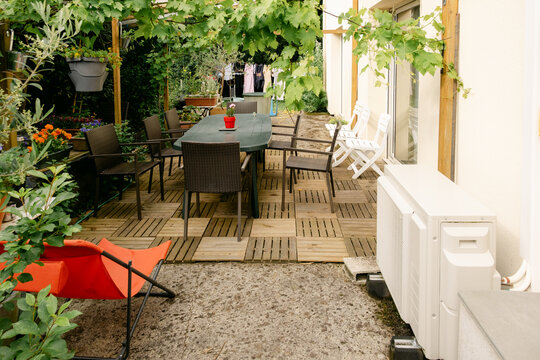 patio with mini split air conditioner  and heater / inverter  