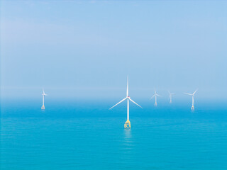 Offshore Wind Turbines in Blue Ocean Waters