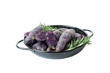 Concept of unusual vegetable - purple potato vegetable, isolated on white background