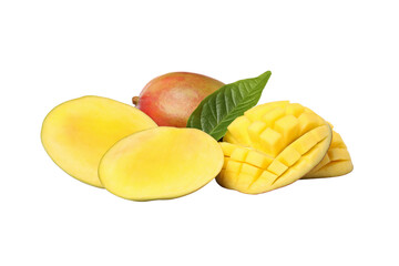 PNG,Ripe sliced fresh mango, isolated on white background