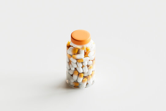 Orange and white capsules forming a diagonal pattern