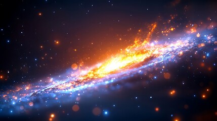 Vibrant Spiral Galaxy with Orange and Blue Hues