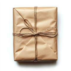 Simple, wrapped gift box, tied with twine