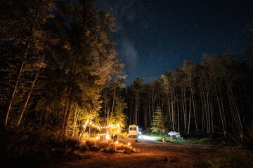 Cozy Forest Camp Under a Starry Sky