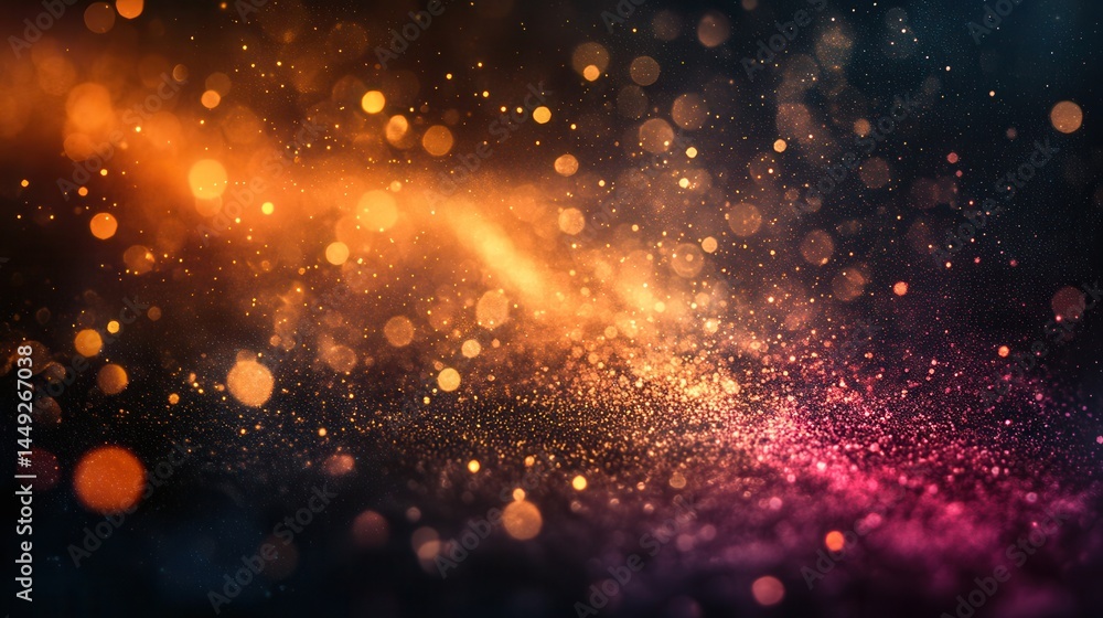 Poster abstract bokeh background with vibrant colors and sparkling particles