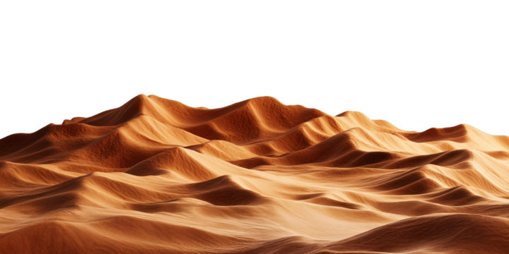 A mesmerizing view of rolling sand dunes bathed in warm, golden light against a dark sky.