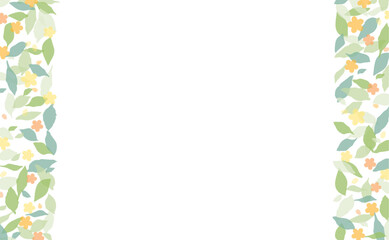 Simple Frame with Green Leaves and Yellow Flowers Side Strip