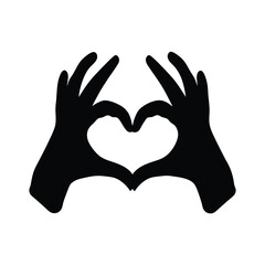 Obraz premium Black silhouette of two hands forming a heart shape