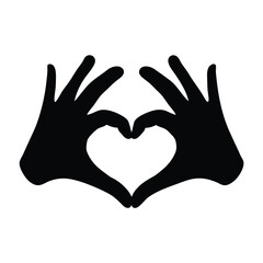 Obraz premium Black silhouette of two hands forming a heart shape