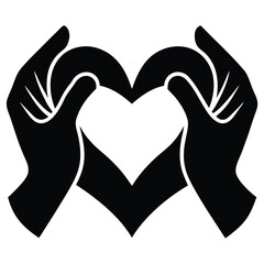 Obraz premium Black silhouette of two hands forming a heart shape