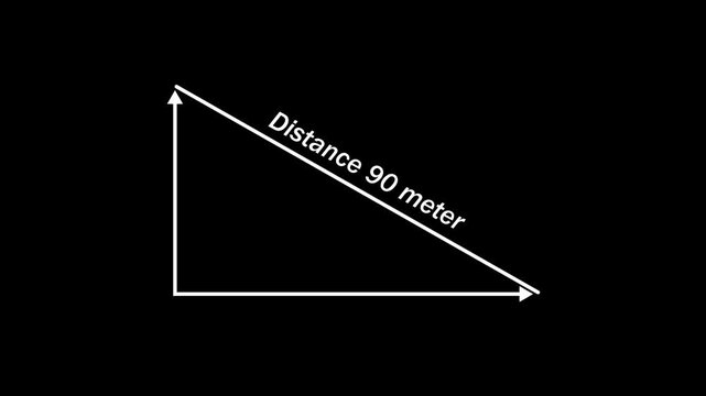 Measuring distance length line animation.90 m.Vector 90 square meters of construction, concept area and work space