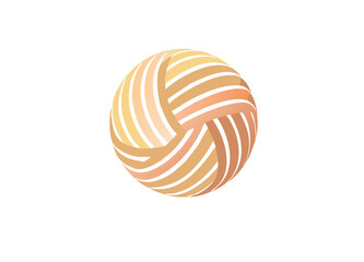 Ball of Yarn in Warm Tones – Interwoven Strands in Orange, Yellow, and Brown, Three-Dimensional Representation