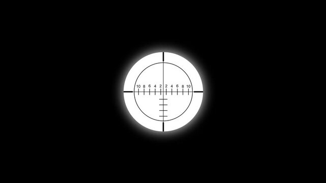 Shooting Target of Sniper score Sight cross hair Square Gun view.4k video sniper viewfinder.Viewfinder of gun on target with black screen background.