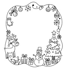 Fototapeta premium line doodle art frame of Christmas