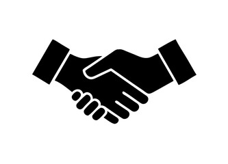 Black and White Handshake Illustration – Symbol of Agreement, Partnership, and Successful Deals in Vector Style