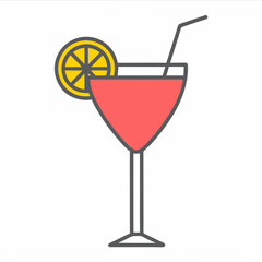 Minimalist Cocktail Glass Vector Design.