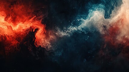 Fototapeta premium Abstract cosmic swirling colors, red and blue nebula