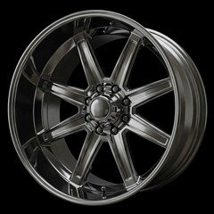 Obraz premium glossy black chrome alloy wheel rim isolated on black background 3d rendering