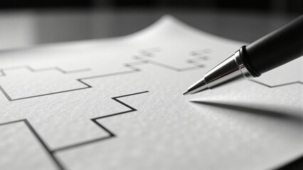 Flowchart Diagram With Pen On Paper