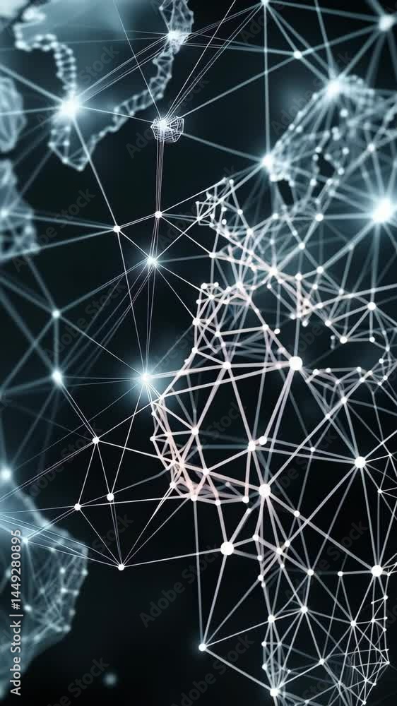 Aufkleber global network connections overlay with abstract world map rendering for digital communications, dat