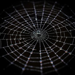 Fototapeta premium closeup macro web with dew drops and iridescent colors in nature