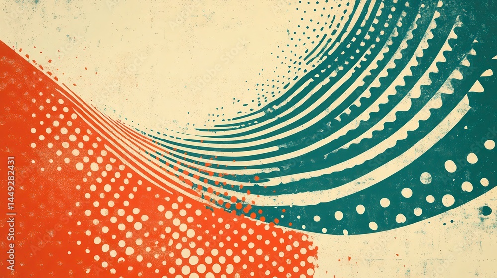 Poster abstract design with textured swirls and dots