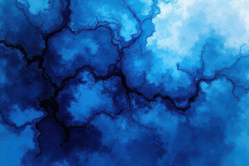 Obraz premium Mesmerizing Ink in Water: Close-Up Abstract Photography of Swirling Indigo and Navy Tones