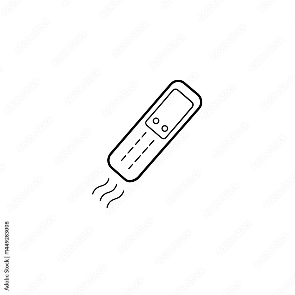 Poster wireless remote control icon simple line art design for user interfaces and applications