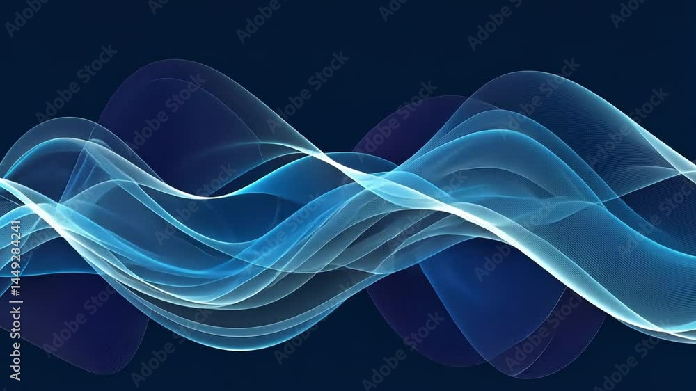 Poster abstract wave design blue curves and lines creating movement and depth in digital art for tranquil b