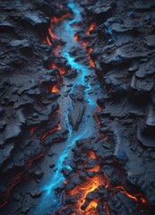 Intricate blue lava texture, abstract background, natural patterns , design, mineral, deep