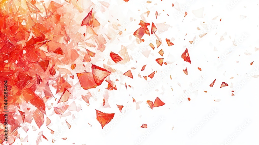 Poster abstract explosion of fragmented red shards