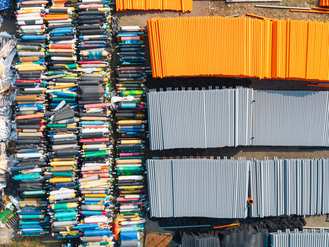 Colorful PVC Pipe Inventory at Manufacturing Facility